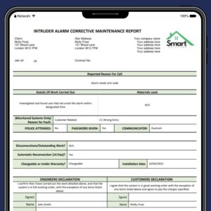 Intruder Alarm Service Report