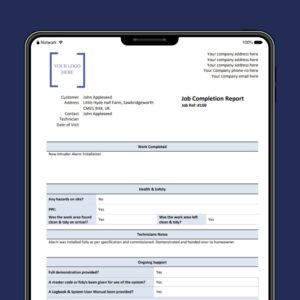 Intruder Alarm Installation Job Completion Report